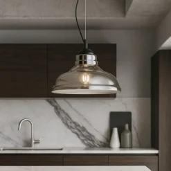 Lampadari Cucina-Ideal Lux bistro sp1 plate lampadario per cucina vetro grigio fumo