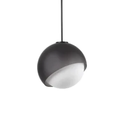 Lampade A Sospensione-Ideal Lux bloom sp1 d30 lampada a sospensione sfera vetro rigato nero