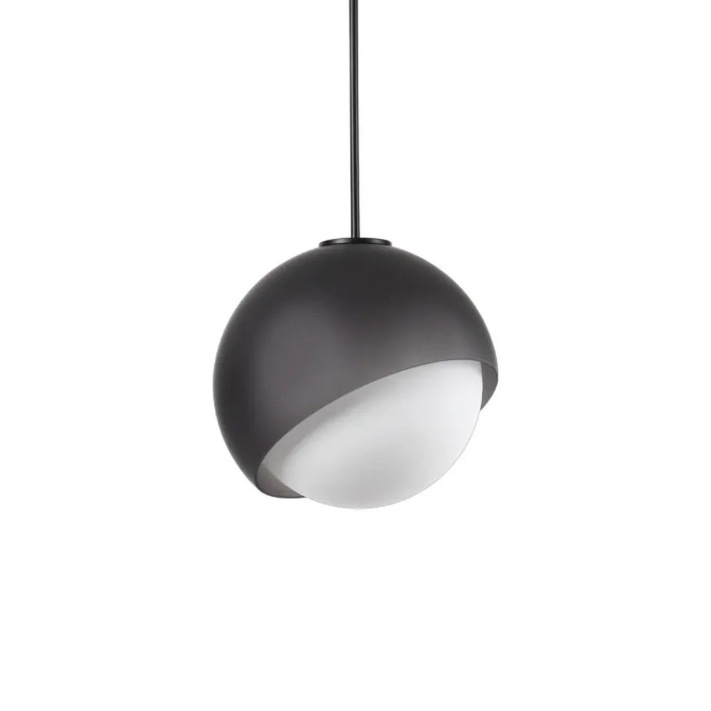 Lampade A Sospensione-Ideal Lux bloom sp1 d30 lampada a sospensione sfera vetro rigato nero