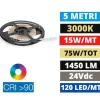 Strisce Led-Ideal Lux bobina 5mt striscia led 14,4w-mt 3000k 24v dc cri90