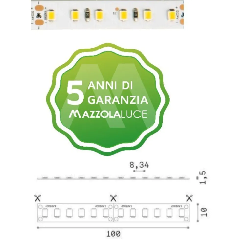 Strisce Led-Ideal Lux bobina 5mt striscia led 14,4w-mt 3000k 24v dc cri90