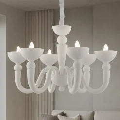 Lampadari Moderni-Ideal Lux bon bon sp6 lampadario 6 luci vetro e metallo bianco