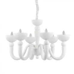 Lampadari Moderni-Ideal Lux bon bon sp6 lampadario 6 luci vetro e metallo bianco