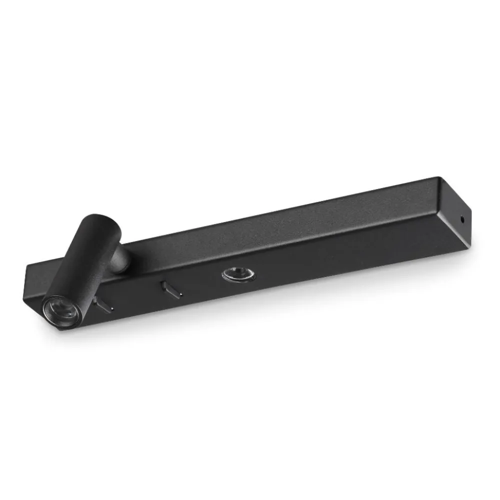 Applique Camera Da Letto-Ideal Lux bonne nuit-1 applique nera per camera da letto orientabile led 3000k
