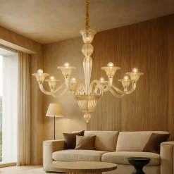 Lampadari Moderni-Ideal Lux brigitta sp8 lampadario cristallo ambra