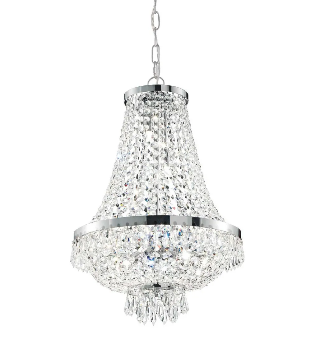 Lampadari Moderni-Ideal Lux caesar sp6 lampadario di cristallo cromo 6 luci