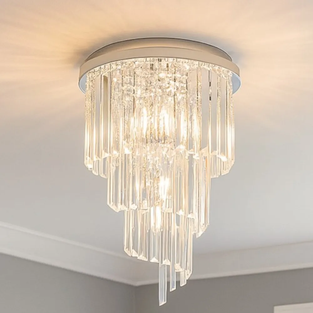 Plafoniere Moderne-Ideal Lux carlton pl12 plafoniera cristalli cromo