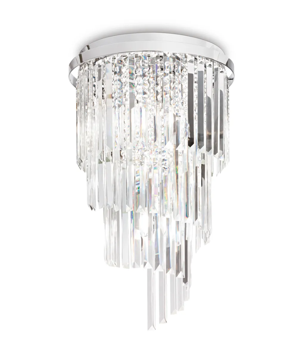 Plafoniere Moderne-Ideal Lux carlton pl12 plafoniera cristalli cromo