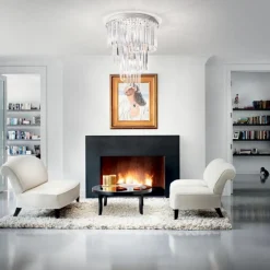 Plafoniere Moderne-Ideal Lux carlton pl12 plafoniera cristalli cromo