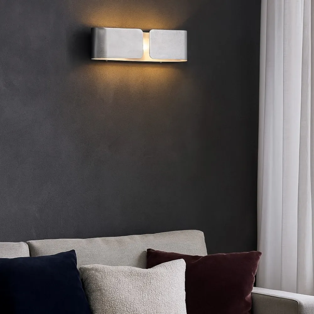 Applique Da Parete-Ideal Lux clip ap2 small applique da parete foglia argento