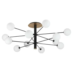 Plafoniere Moderne-Ideal Lux cosmopolitan pl12 plafoniera moderna nera 12 luci sfere vetro