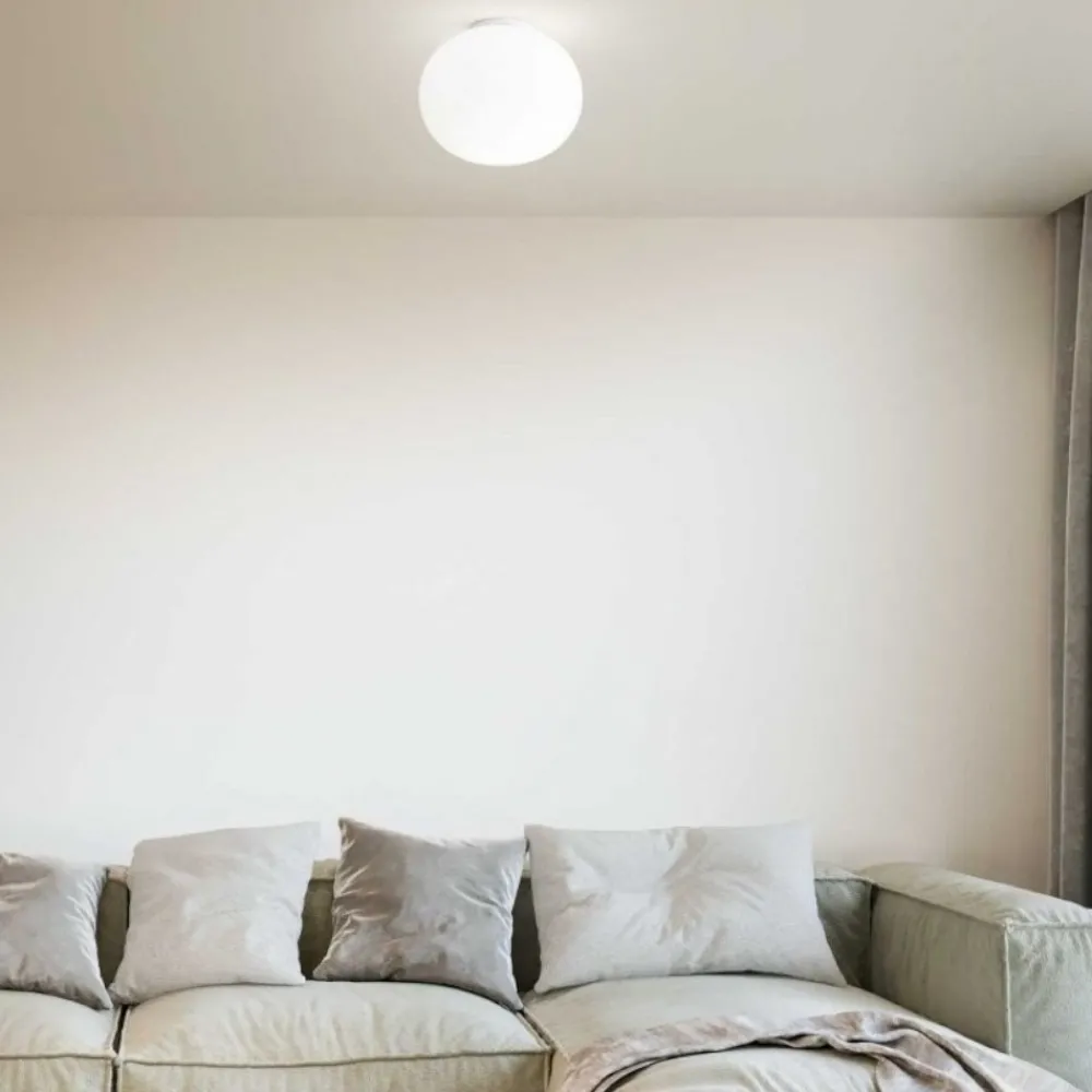 Plafoniere Moderne-Ideal Lux cotton pl1 d40 plafoniera per camera da letto sfera vetro 40cm bianca