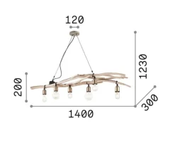 Lampadari Moderni-Ideal Lux driftwood sp6 lampadario casa in montagna 6 luci rami di legno