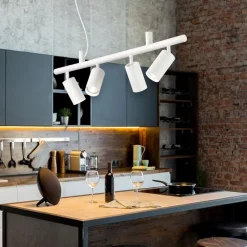 Lampadari Cucina-Ideal Lux dynamite sp4 lampadario per cucina luci orientabili bianco