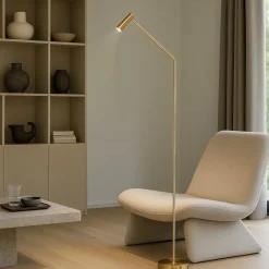 Lampade Da Terra-Ideal Lux easy p lampada da terra ottone spazzolato led 3000k da lettura