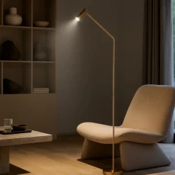 Lampade Da Terra-Ideal Lux easy p lampada da terra ottone spazzolato led 3000k da lettura