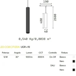 Illuminazione A Binario-Ideal Lux ego pendant lampada led 13w 3000k nero 48v ottica 30
