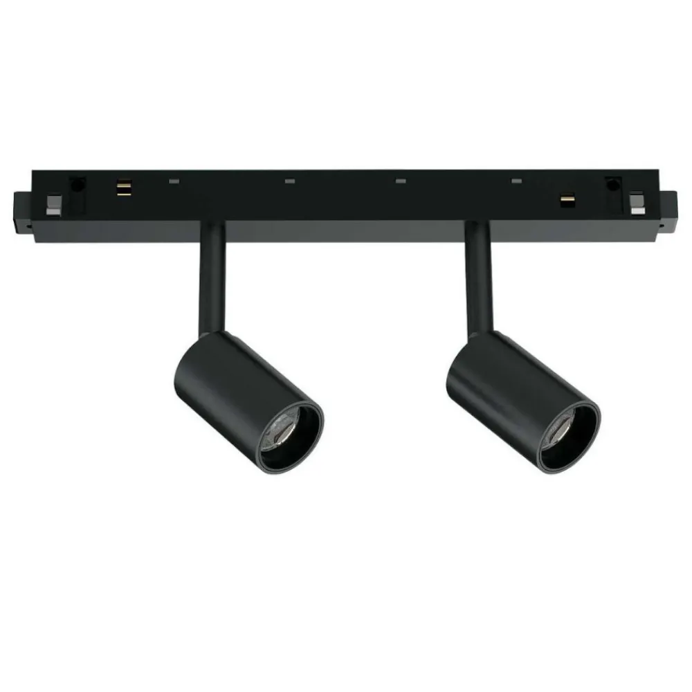Illuminazione A Binario-Ideal Lux ego track double faretti nero orioentabile per binario led 4000k