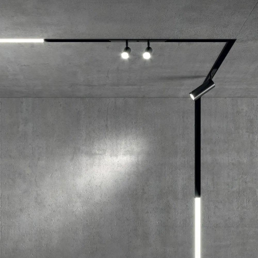 Illuminazione A Binario-Ideal Lux ego track double faretti nero orioentabile per binario led 4000k