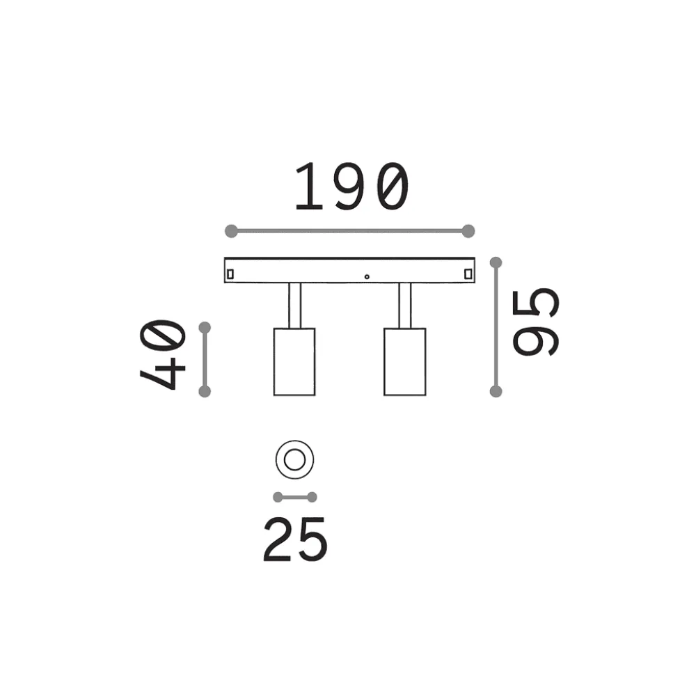 Illuminazione A Binario-Ideal Lux ego track double faretti nero orioentabile per binario led 4000k