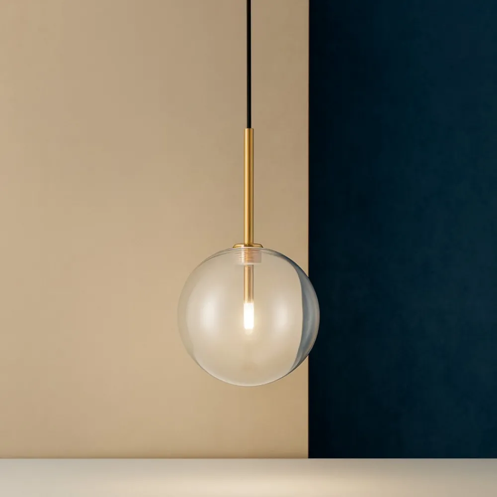 Lampade A Sospensione-Ideal Lux equinoxe sp1 d25 ottone lampada a sospensione dorata