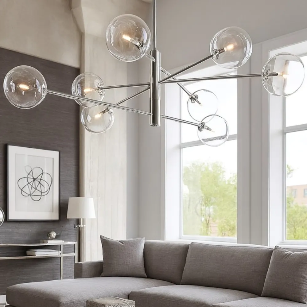 Lampadari Moderni-Ideal Lux equinoxe sp8 lampadario design moderno cromo per soggiorno