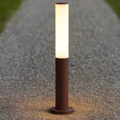 Lampioni Da Giardino-Ideal Lux etere pt 3000k lampione da giardino marrone ip44 led 9,5w