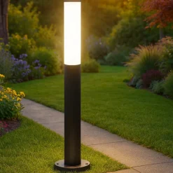 Lampioni Da Giardino-Ideal Lux etere pt 3000k lampione nero da esterno ip44 led 9,5w