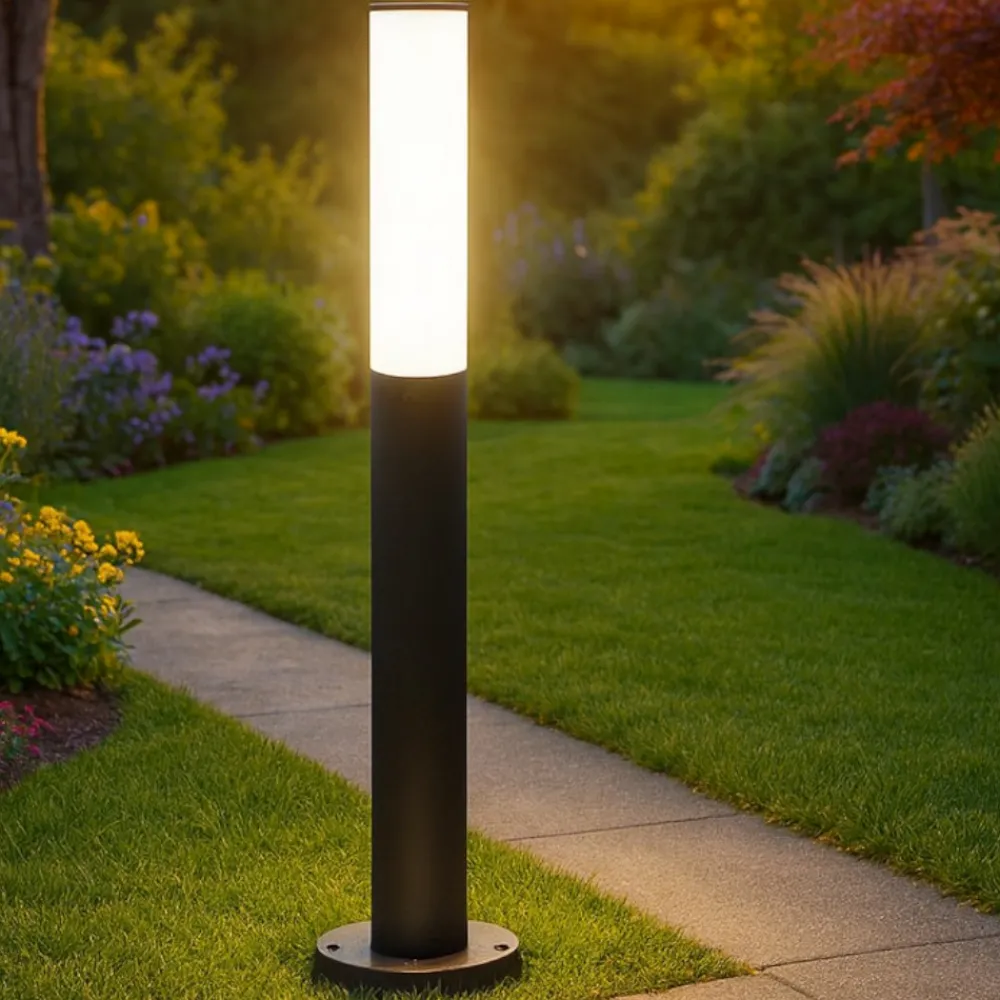Lampioni Da Giardino-Ideal Lux etere pt 3000k lampione nero da esterno ip44 led 9,5w