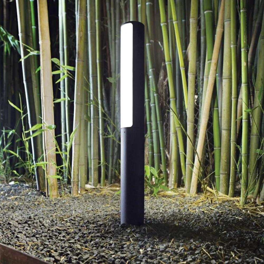 Lampioni Da Giardino-Ideal Lux etere pt 3000k lampione nero da esterno ip44 led 9,5w