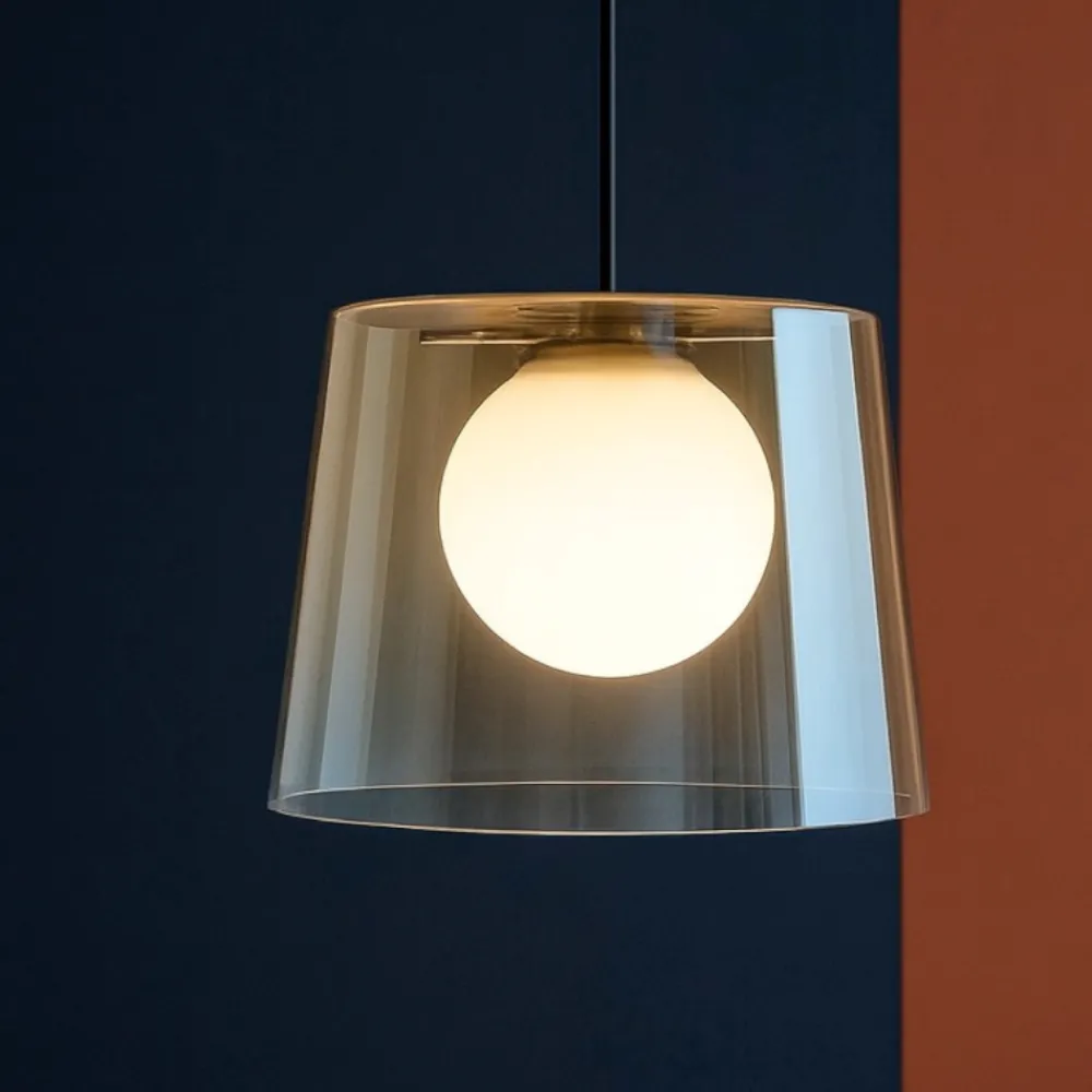 Lampade A Sospensione-Ideal Lux fade sp1 lampada a sospensione cono vetro ambra