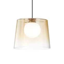 Lampade A Sospensione-Ideal Lux fade sp1 lampada a sospensione cono vetro ambra
