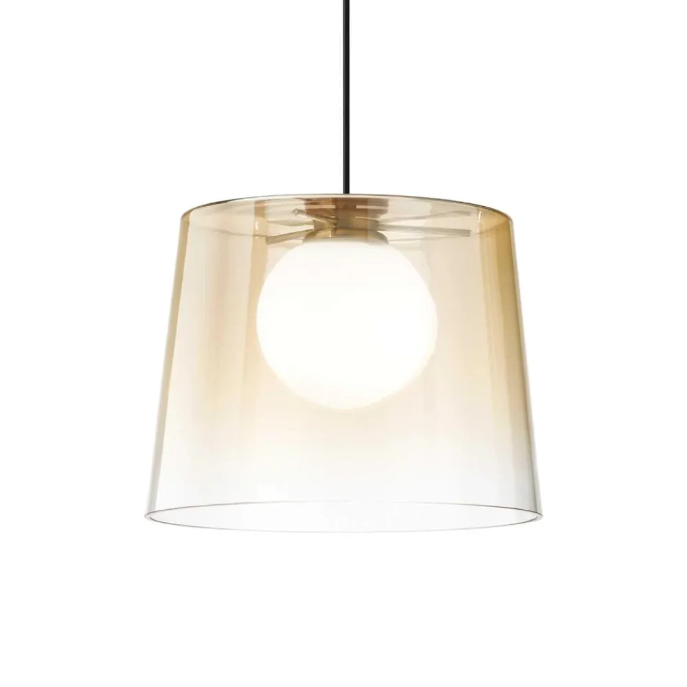 Lampade A Sospensione-Ideal Lux fade sp1 lampada a sospensione cono vetro ambra