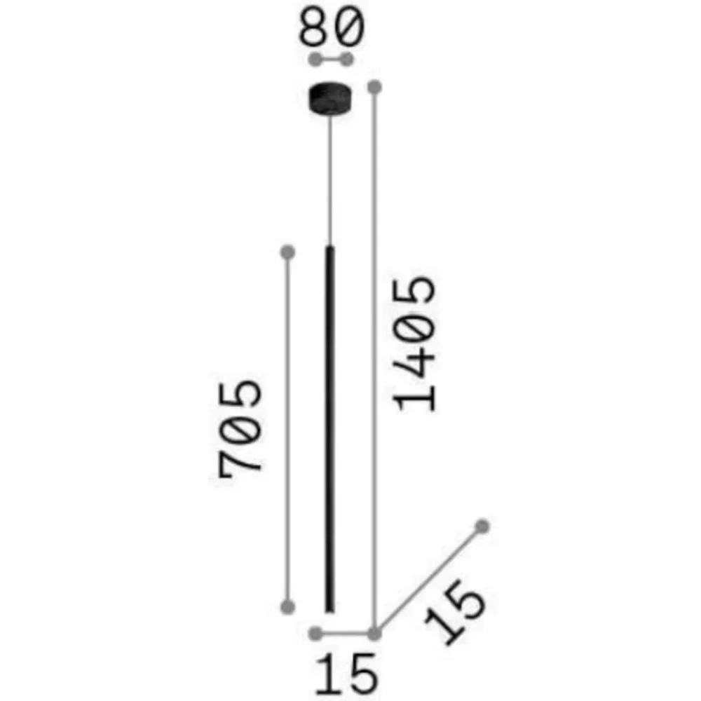 Lampade A Sospensione-Ideal Lux filo sp1 lampada a sospensione led nero 3,5w 70cm