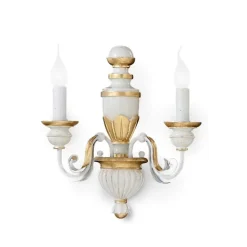 Applique Da Parete-Ideal Lux firenze ap2 applique due luci bianca e oro