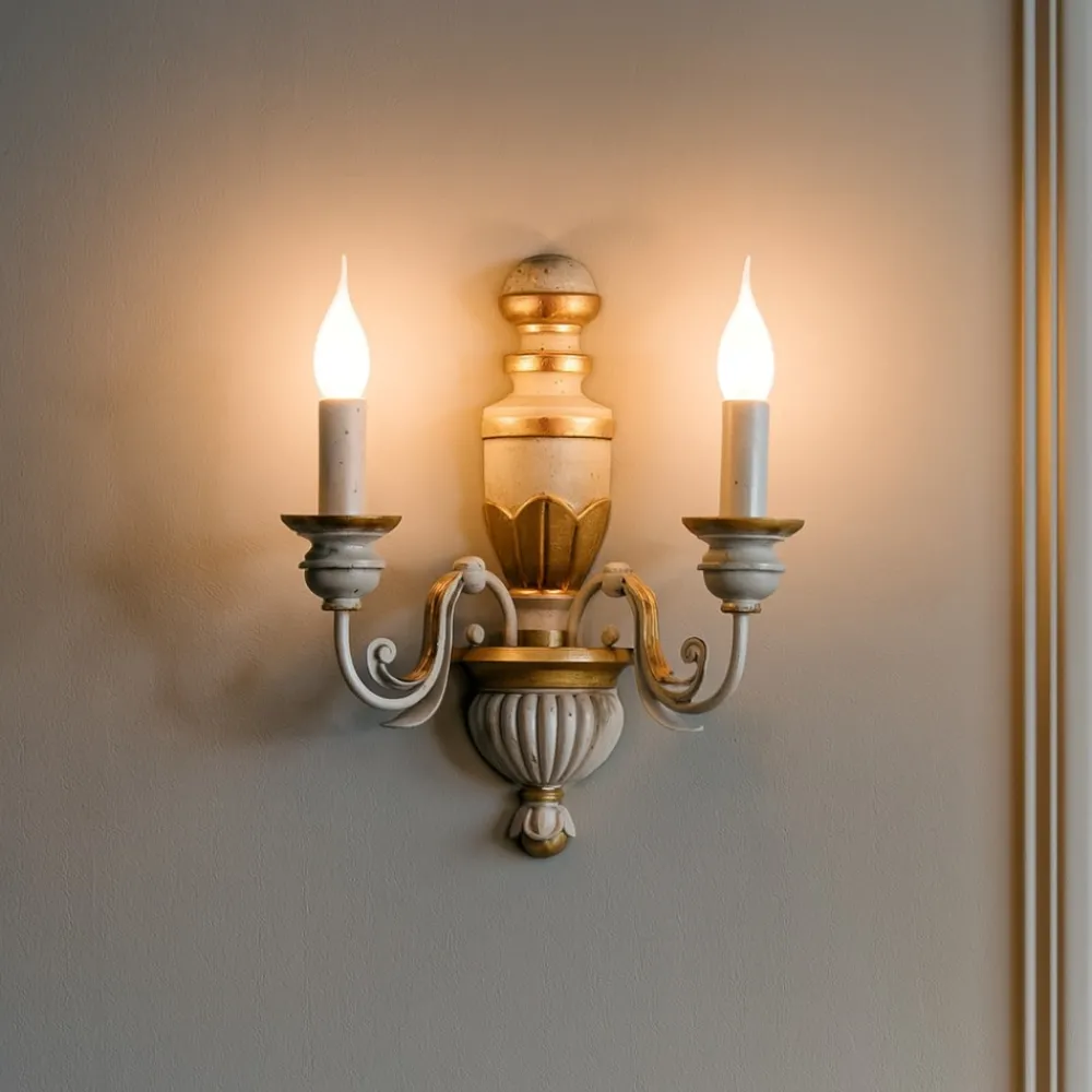Applique Da Parete-Ideal Lux firenze ap2 applique due luci bianca e oro