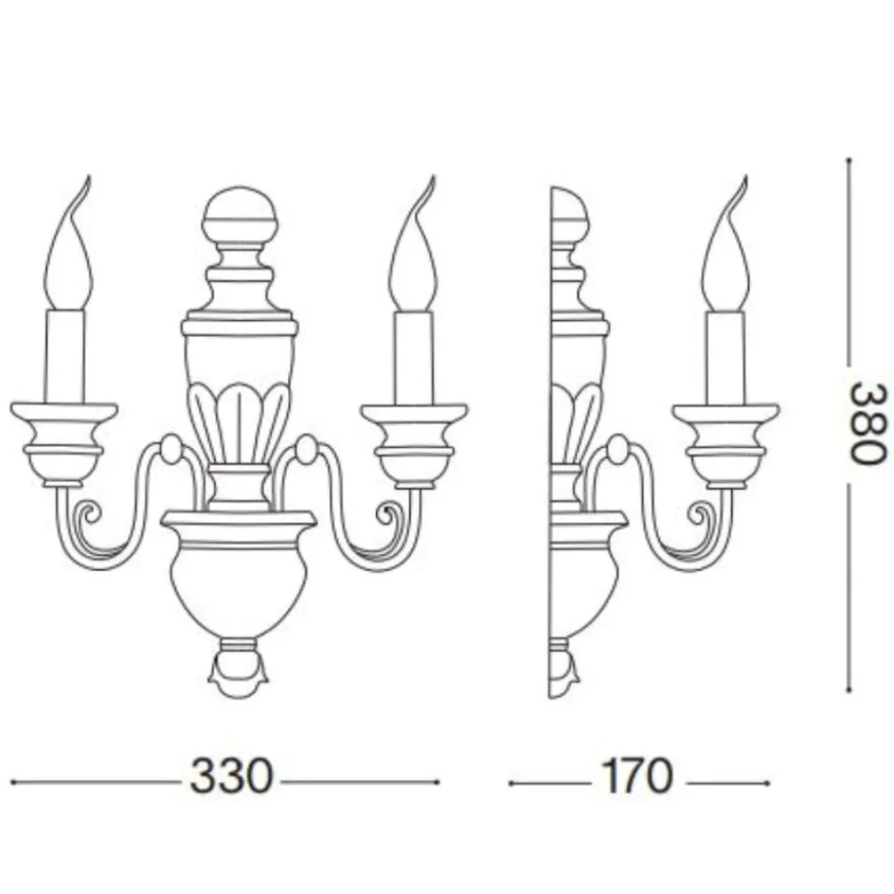 Applique Da Parete-Ideal Lux firenze ap2 applique due luci bianca e oro