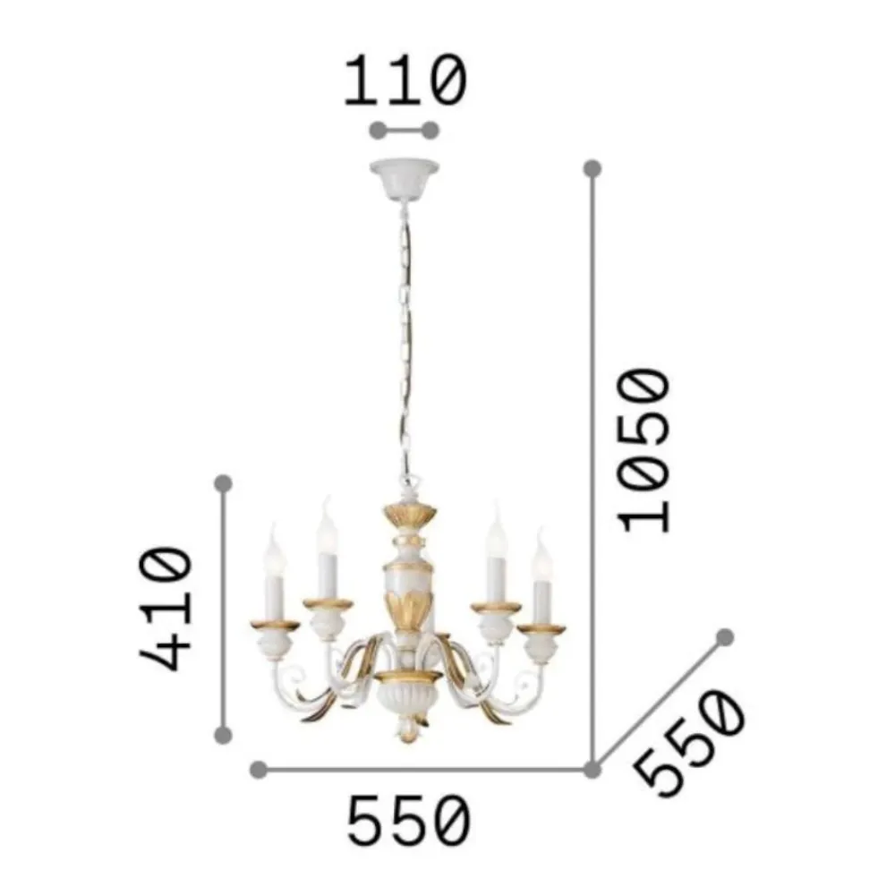 Lampadario Camera Da Letto-Ideal Lux firenze sp5 lampadario cinque luci classico per camera da letto