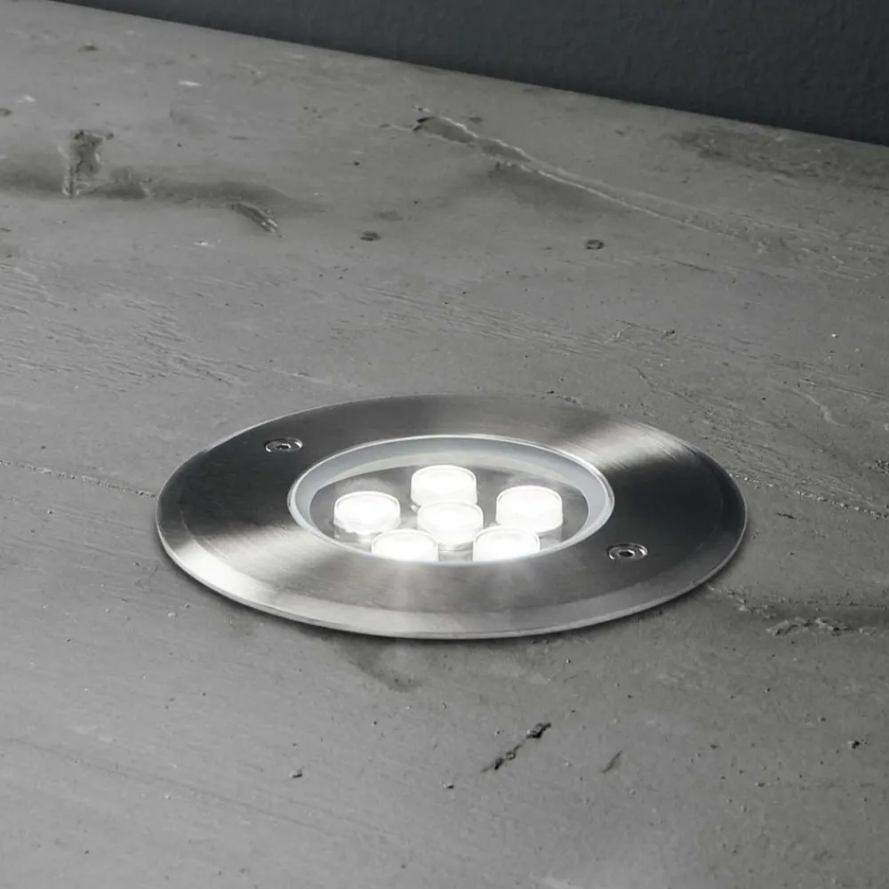 Faretti Da Esterno-Ideal Lux floor pt d12 faretto per esterni da incasso 6w 3000k calpestabile ip67