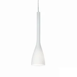Lampade A Sospensione-Ideal Lux flut sp1 small lampada a sospensione per isola cono vetro bianco