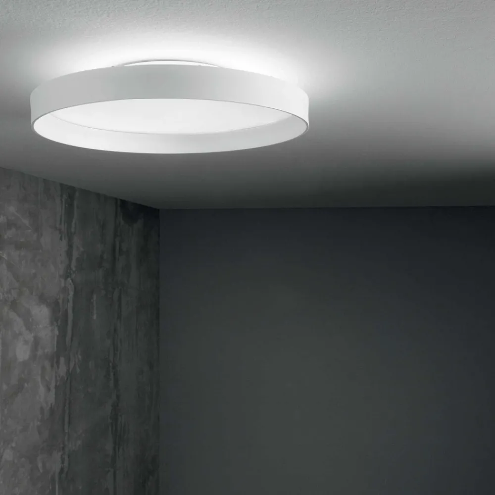Plafoniere Moderne-Ideal Lux fly pl d45 plafoniera rotonda bianca led 4000k