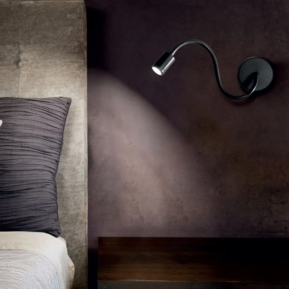 Applique Camera Da Letto-Ideal Lux focus-1 ap applique nero da lettura per comodino camera da letto