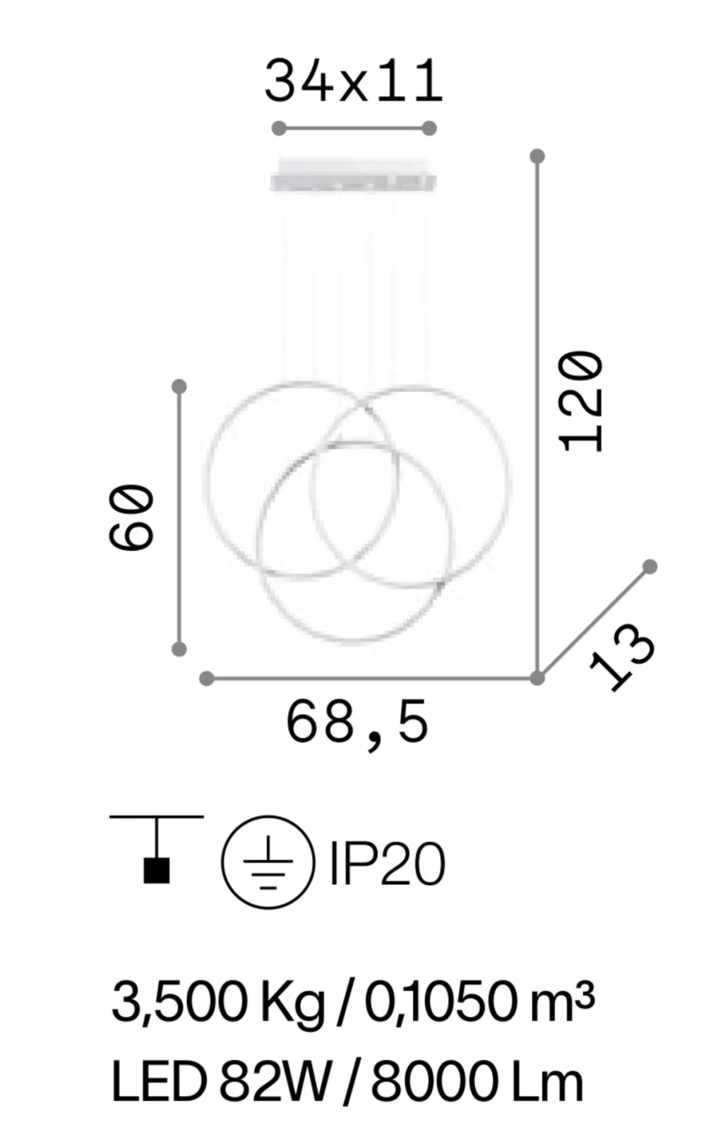 Lampadari Moderni-Ideal Lux frame lampadario bianco design moderno led 82w 3000k