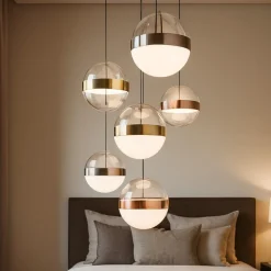 Lampadari Moderni-Ideal Lux galaxy sp6 lampadario moderno pendenti a sfera per soggiorno
