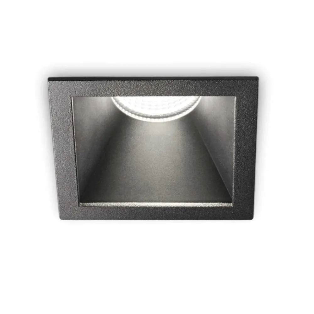 Faretti Da Incasso-Ideal Lux game trim square 11w 3000k faretto nero quadrato da incasso per bagno