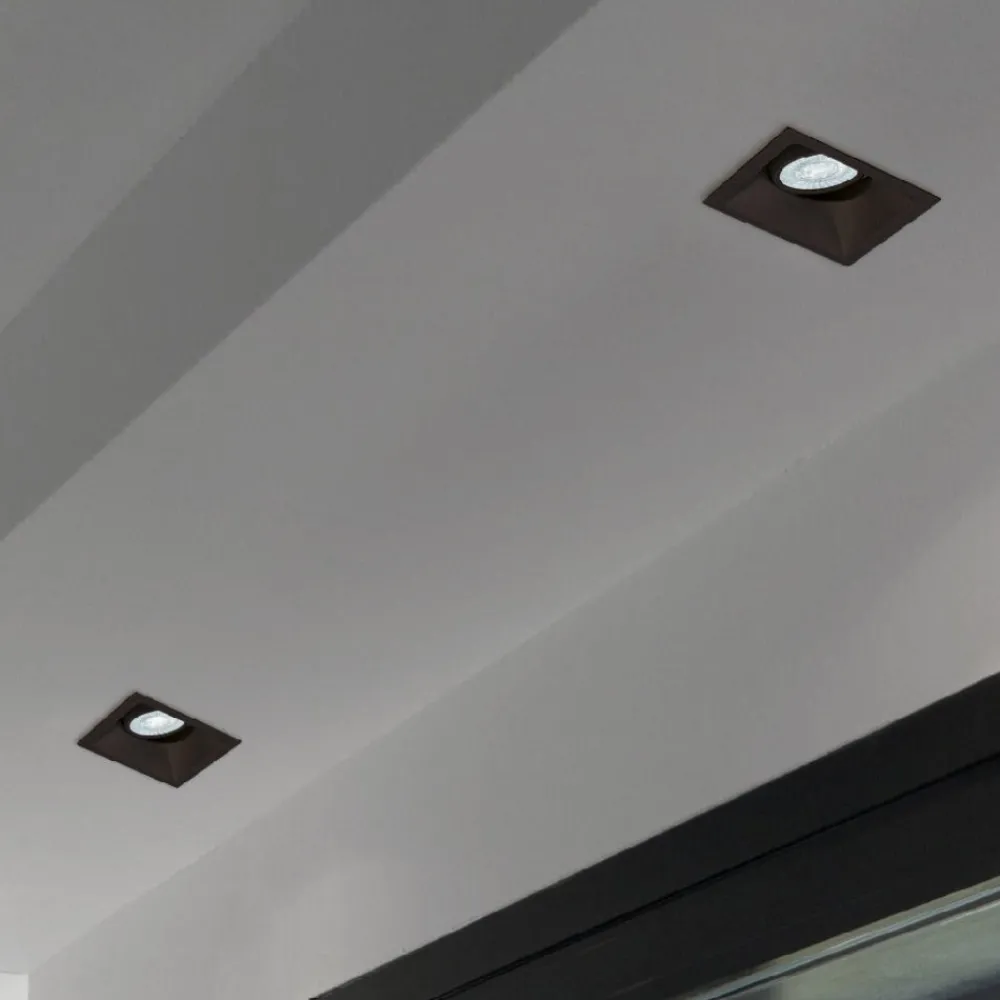 Faretti Da Incasso-Ideal Lux game trim square 11w 3000k faretto nero quadrato da incasso per bagno