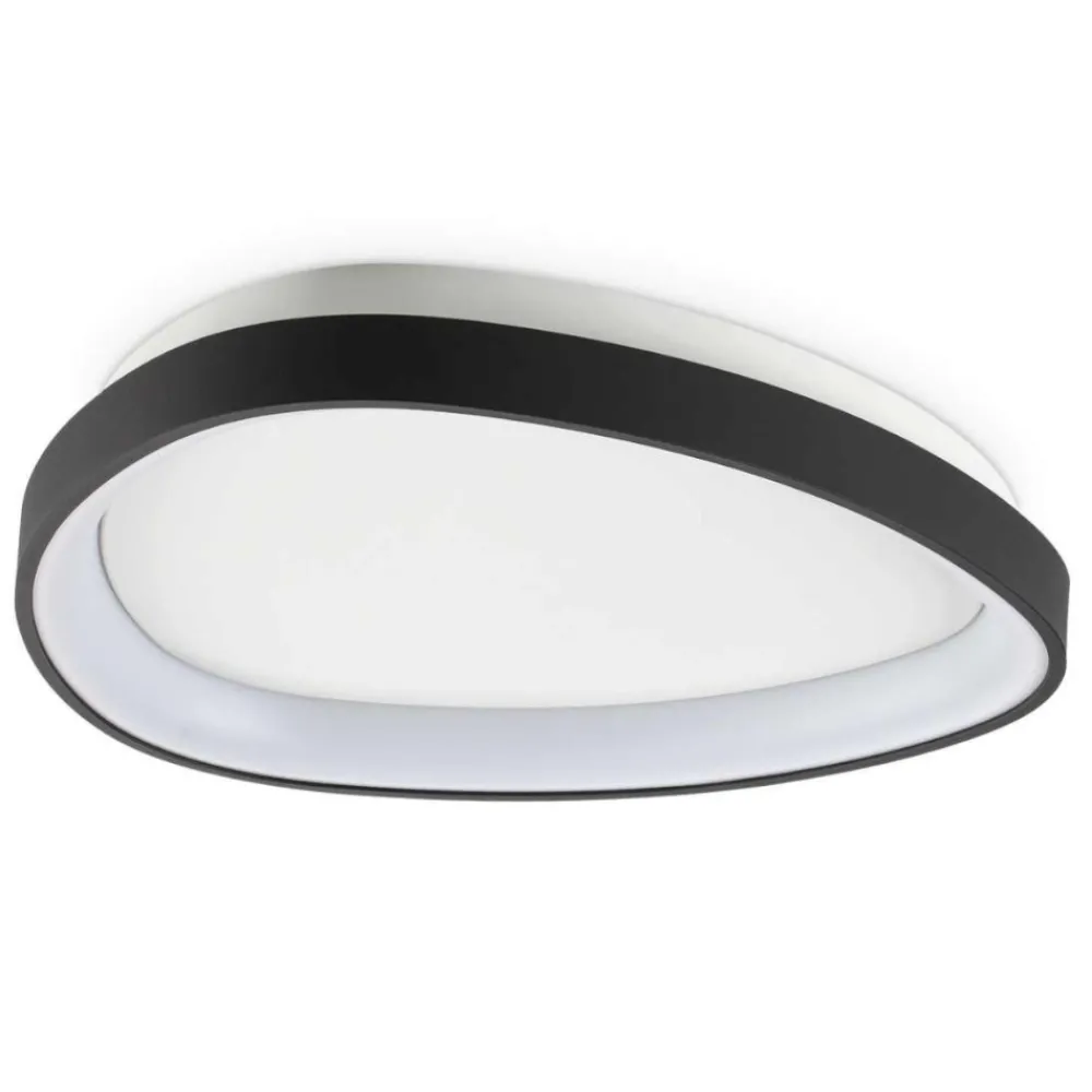 Plafoniere Moderne-Ideal Lux gemini pl d042 plafoniera da soffitto led 23w 3000k nera per ufficio ovale