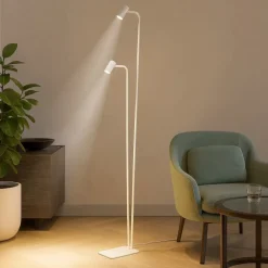 Lampade Da Terra-Ideal Lux ginger pt2 lampada da terra bianca doppia luce orientabile