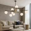 Lampadari Moderni-Ideal Lux gourmet pl9 grande lampadario particolare 9 luci sfere vetro bianco