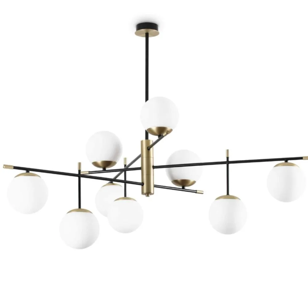 Lampadari Moderni-Ideal Lux gourmet pl9 grande lampadario particolare 9 luci sfere vetro bianco